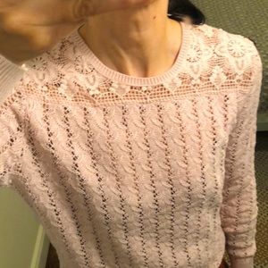 The Kooples Crochet and Lace Sweater in Light Pink